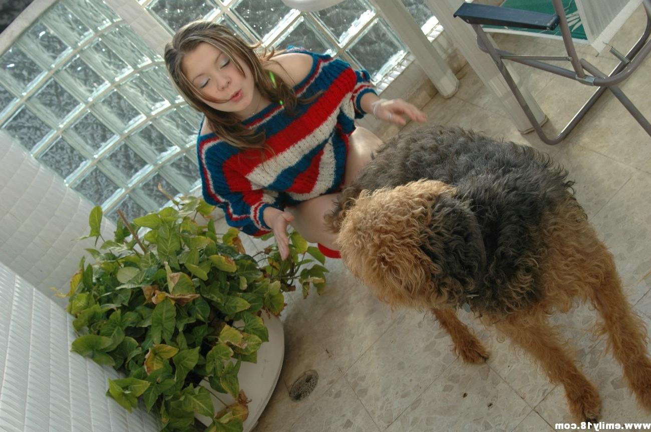 16P Amateur teen girl with her dog