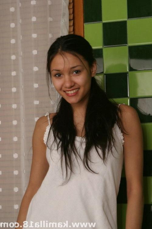 17P Perfect titted brunette teen shows her fresh body
