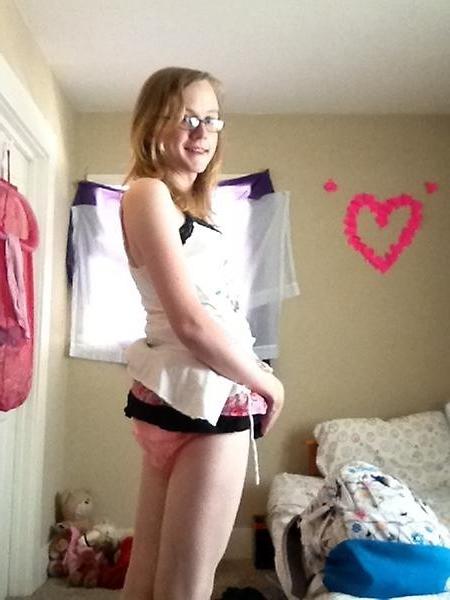10P Amateur teen shemale Riley sucks her fingers while waiting for you to change her
