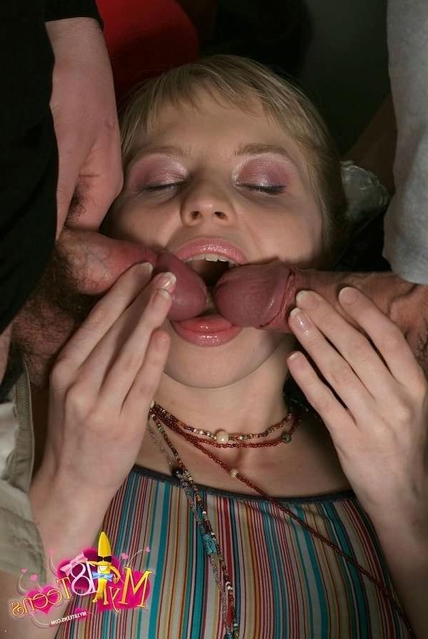 15P Blonde teen hottie group fucked by three guys