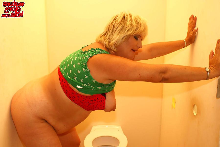17P blonde granny gets nailed and facialed at a glory hole