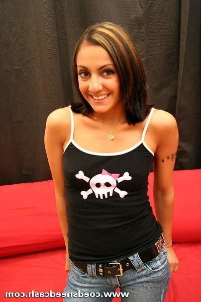 18P Brunette coed fans the cash before getting on her knees for a blow job