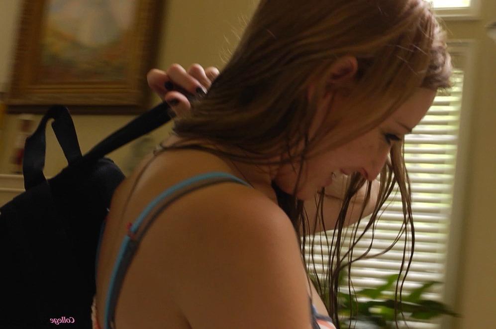 16P Titty brunette coed fucks sugardaddy for cash at his place