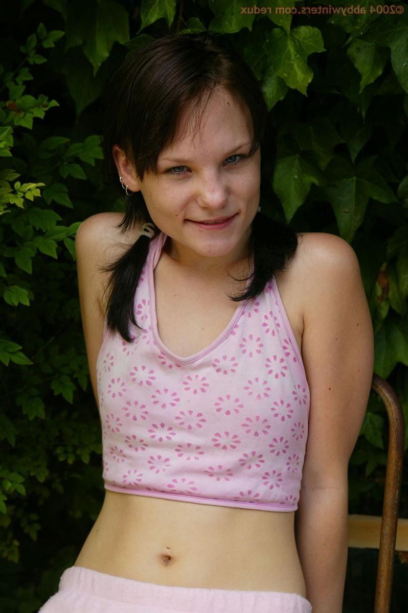 16P Petite amateur teen posing outdoors in red panties