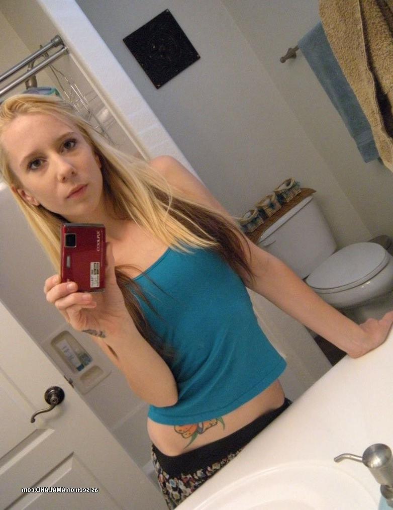 15P Skinny amateur teen self shooting in the mirror