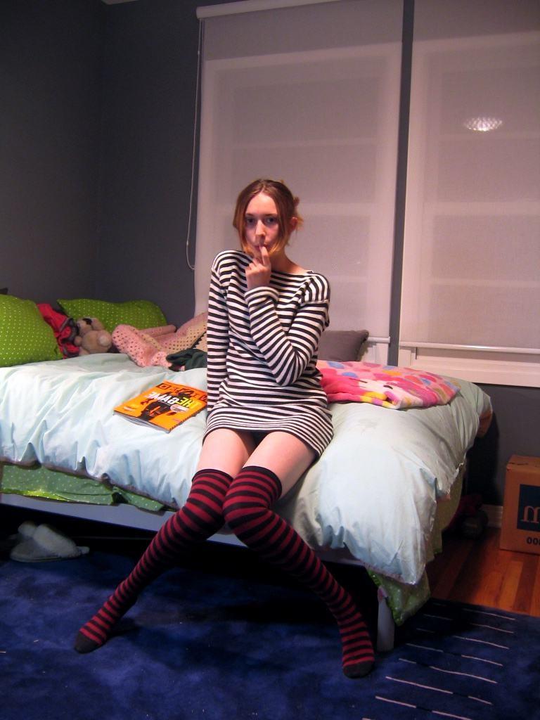 15P Homemade amateur teen girlfriend in panties socks and handcuffs