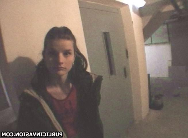 16P She is super young! -amateur teen get banged on public stairs