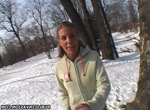 16P amateur teen fucking for cash in the public park in winter