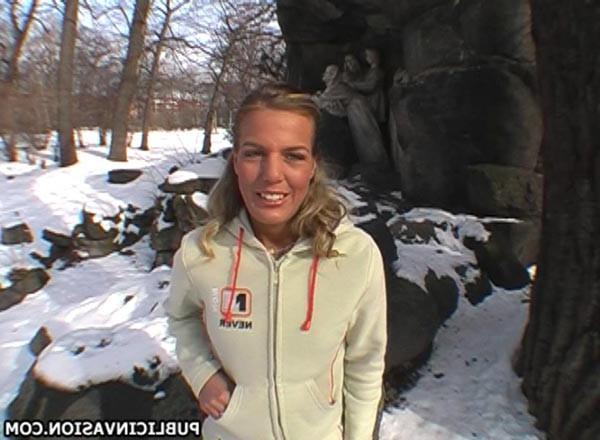 16P amateur teen fucking for cash in the public park in winter