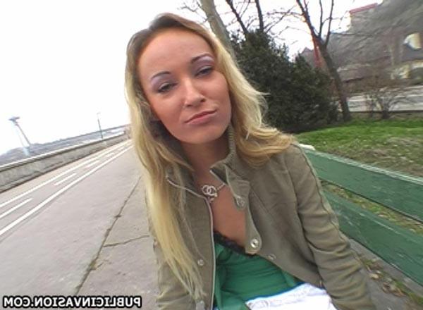 16P amateur blondie fucking for cash in the park beside the road