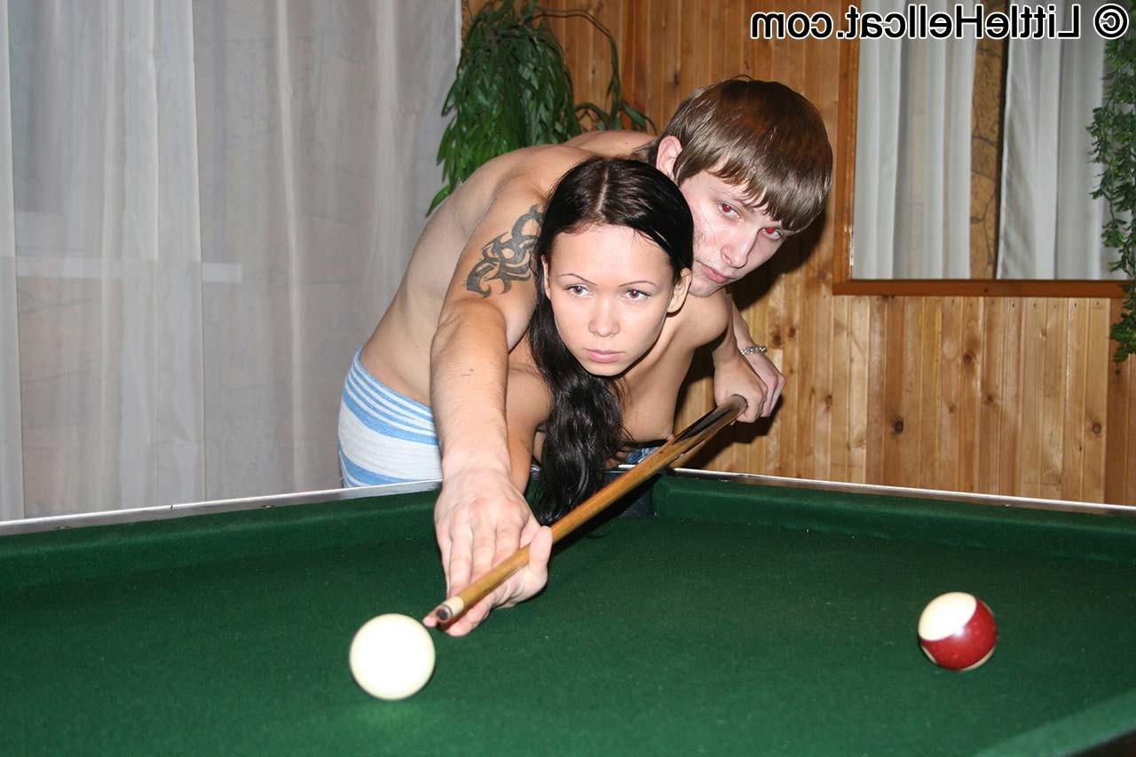 16P Tiny amateur teen girl fucked on pool table