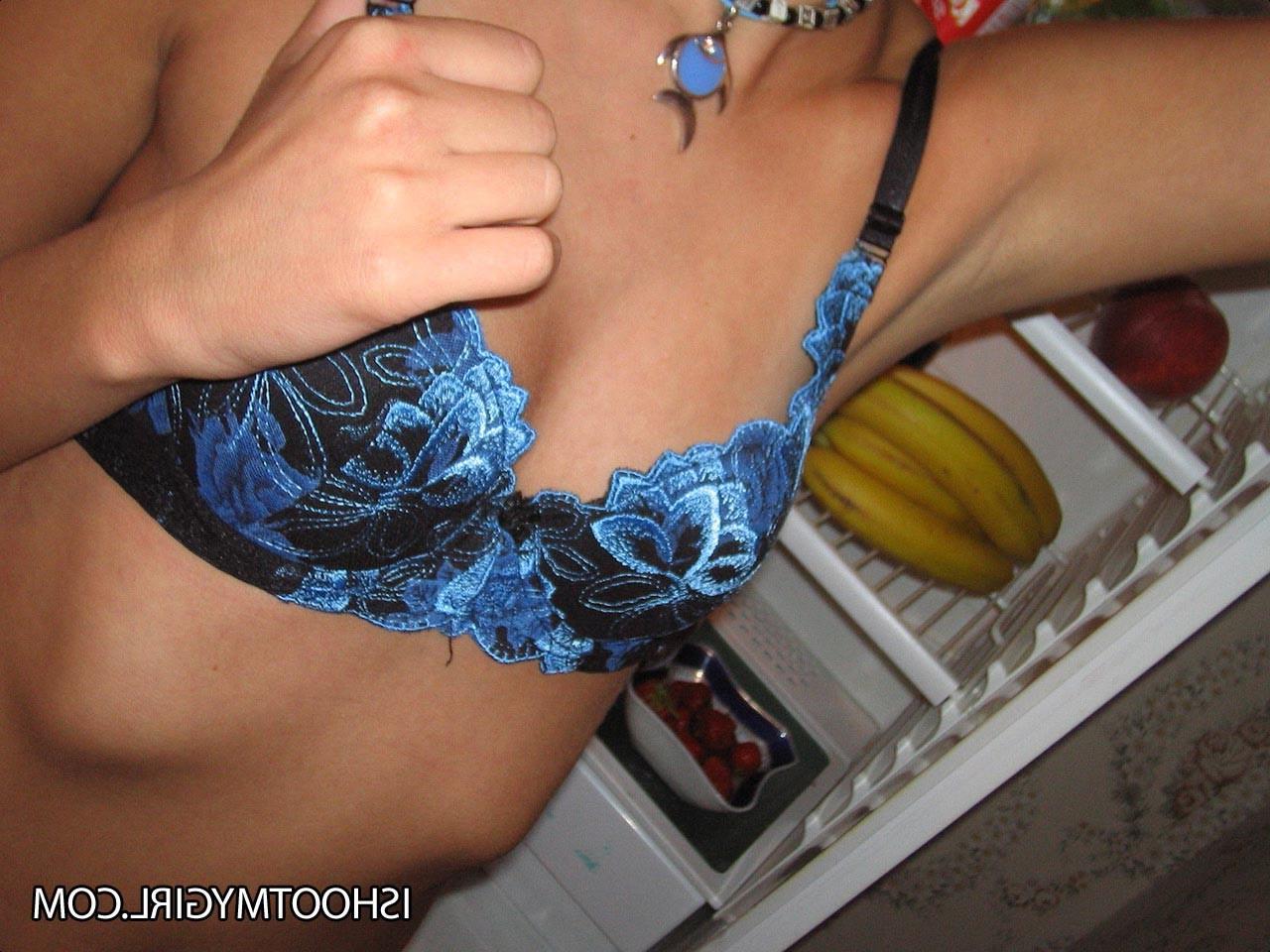 16P Skinny amateur teen girl raiding her fridge