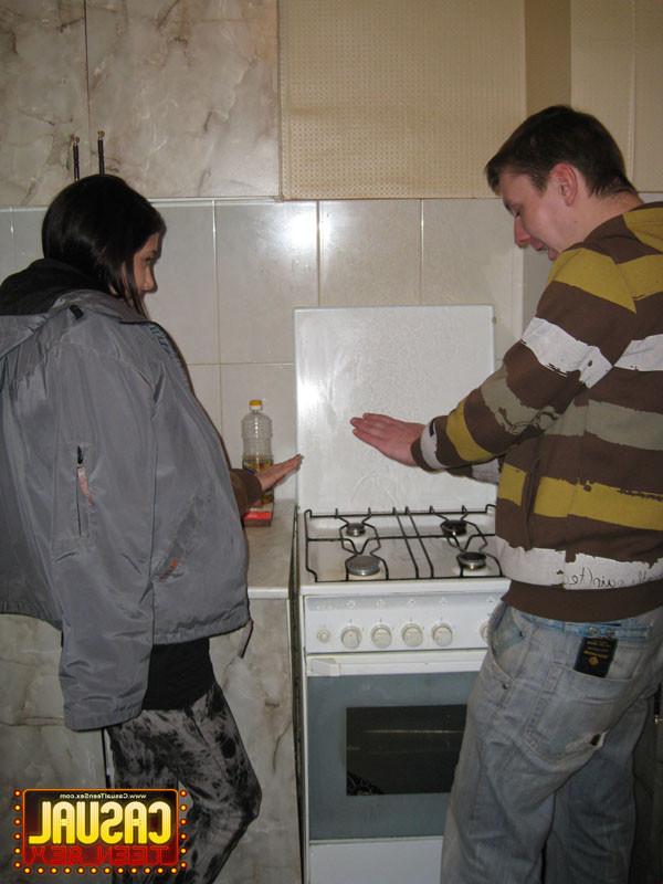 16P Naughty man seduces teen girl to fuck her in the kitchen