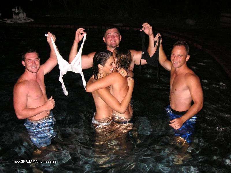 15P Drunk amateur teen girlfriends party naked in pool