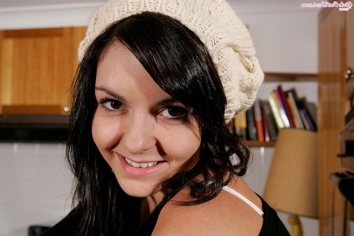 16P Shaved brunette Aussie amateur teen Anna spreads her pussy