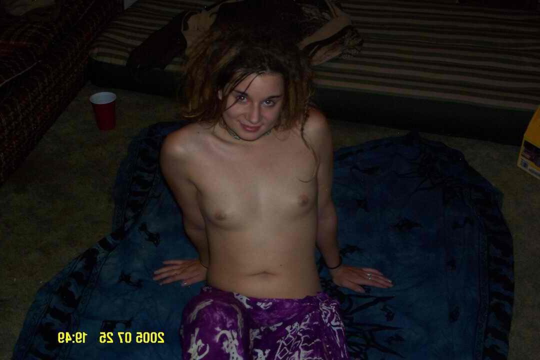 15P Stoned amateur teen hippie GF with itty bitty tits