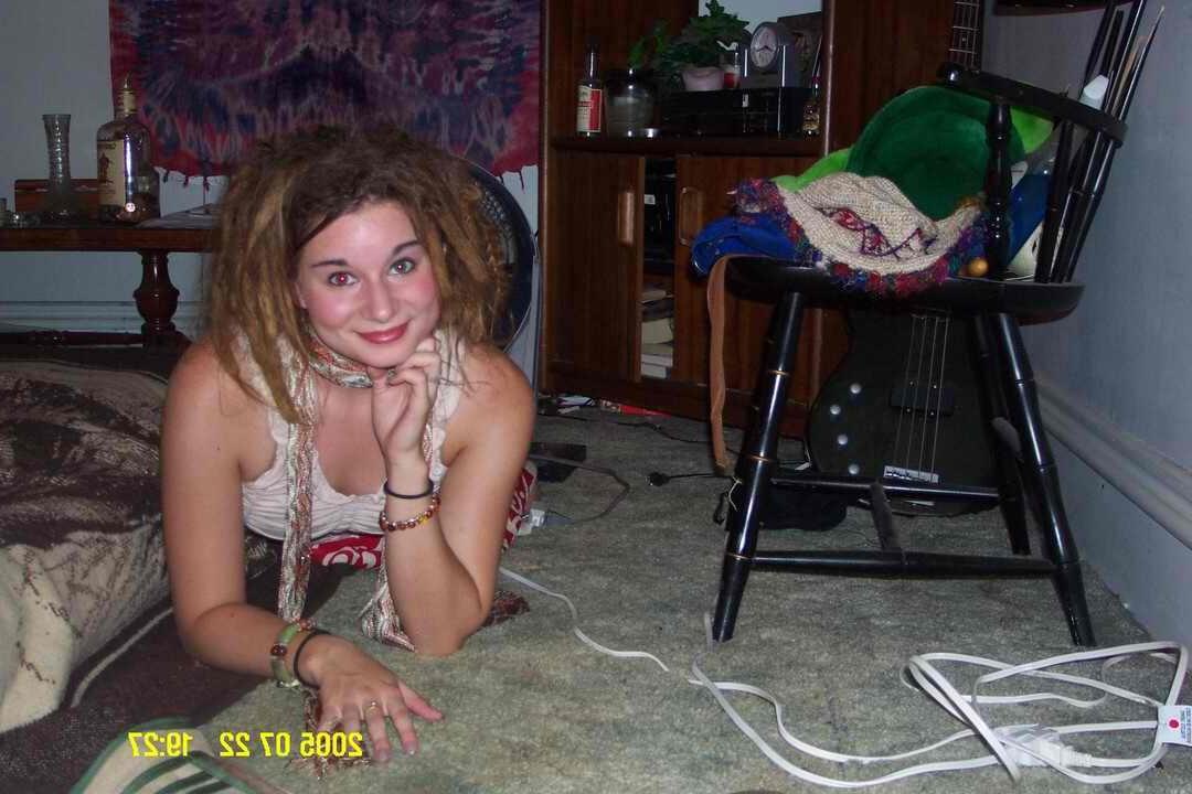 15P Stoned amateur teen hippie GF with itty bitty tits