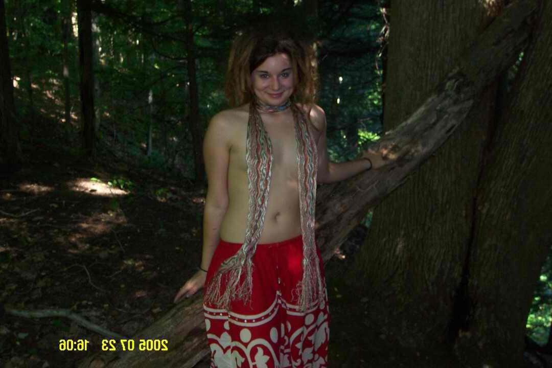 15P Stoned amateur teen hippie GF with itty bitty tits