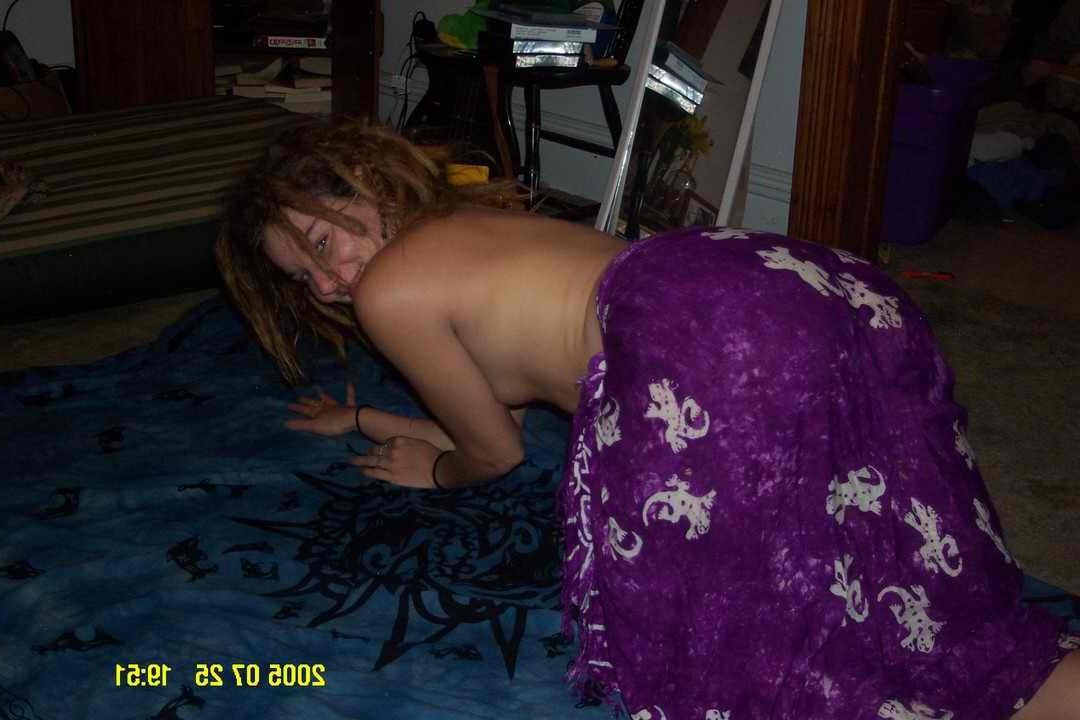 15P Stoned amateur teen hippie GF with itty bitty tits
