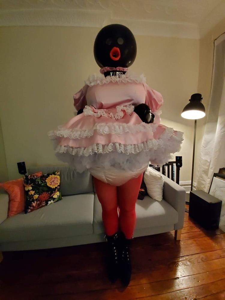 11P Pink Satin Ballhood Maid Bondage
