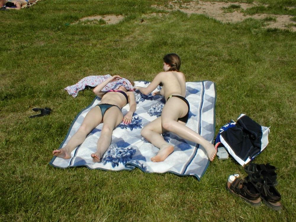 19P Slut teen - Topless sunbathing