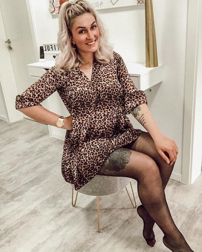 25P Pantyhosed Blonde Tramp Stamp Slut