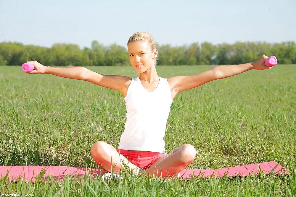 25P Girls in socks outdoor sports