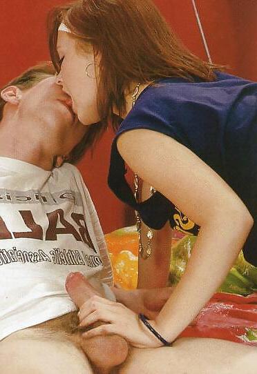 13P Brunette teen with lovely boobs doing oral with her boy