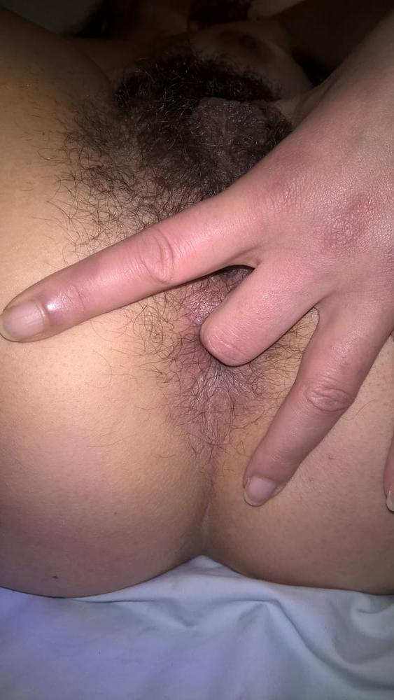 4P My beautiful wife fingering her hairy ass