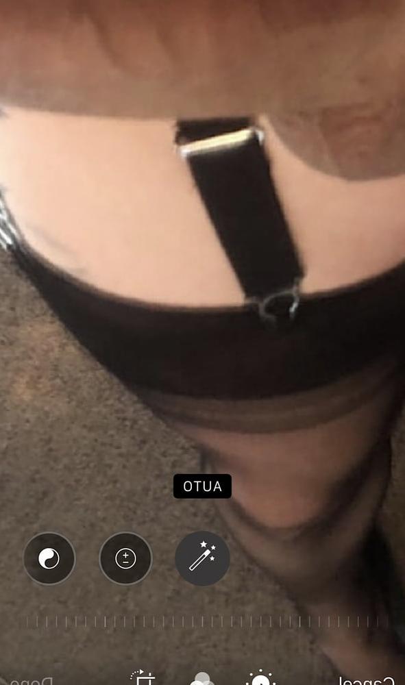 9P Wearing vintage nylon stockings and garter belt