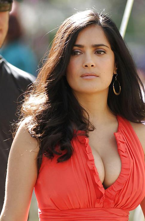 6P Salma Hayek. Boobs in red dress.