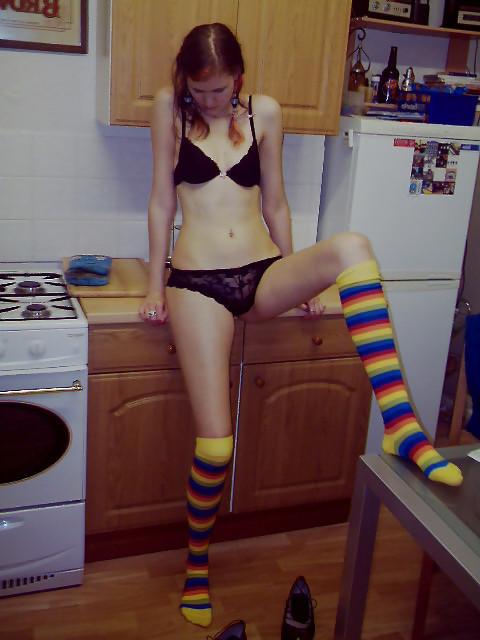 13P Black Lingerie and Rainbow Socks, me 19!
