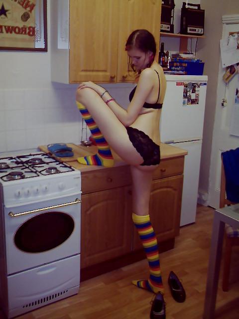 13P Black Lingerie and Rainbow Socks, me 19!