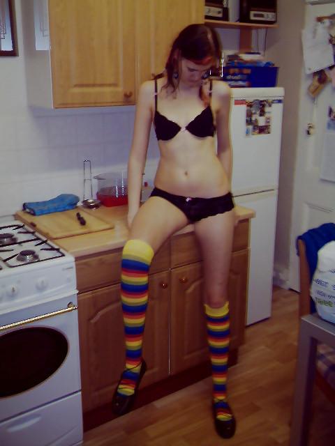 13P Black Lingerie and Rainbow Socks, me 19!