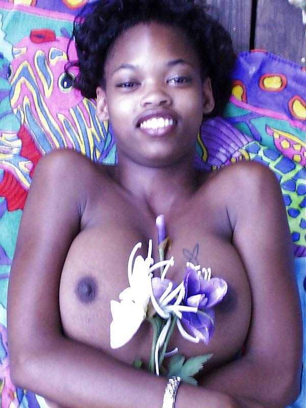 23P Big Tit Ebony Teen Babe Shows Pussy