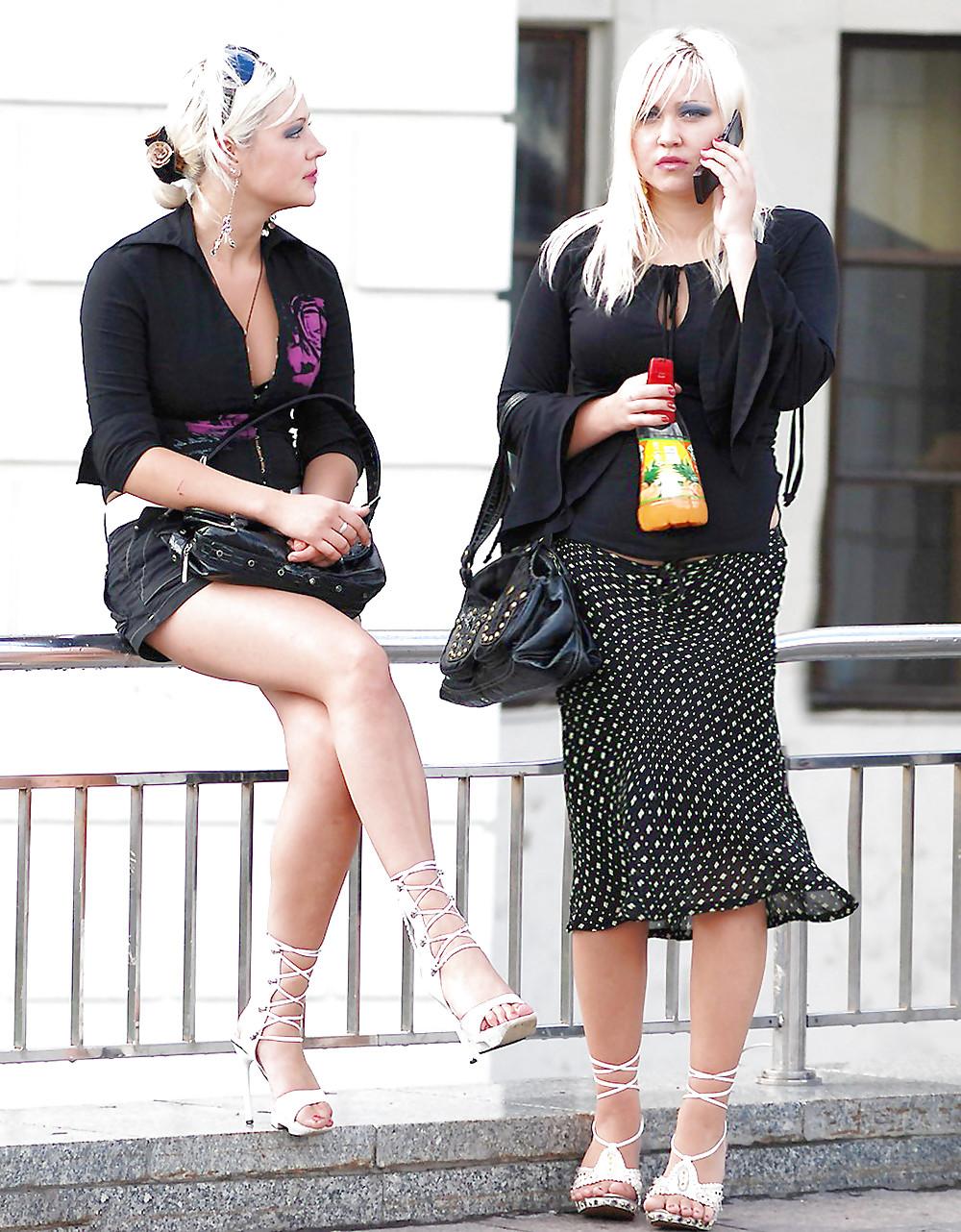 11P In The Streets 065 - Smoking Blondes In White Heels