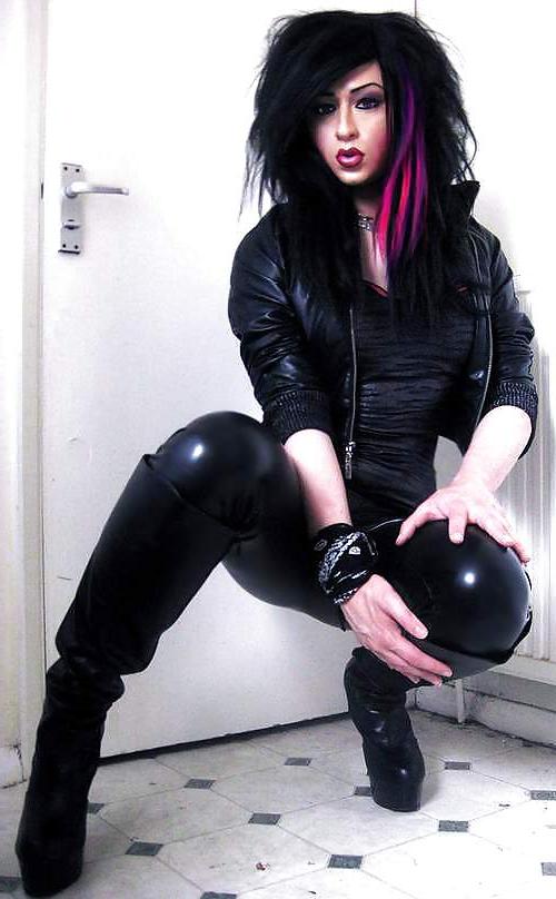 9P Mmm  latex leather leggins boots high heels