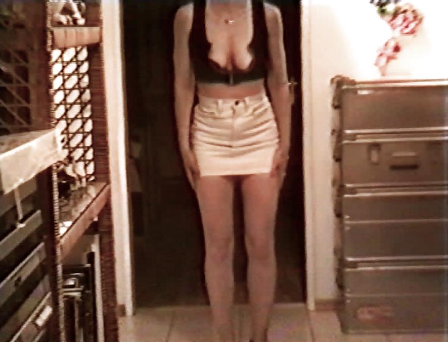 12P SAG - Wife's Boobs Downblouse Black Zip Bustier & Skirt 15