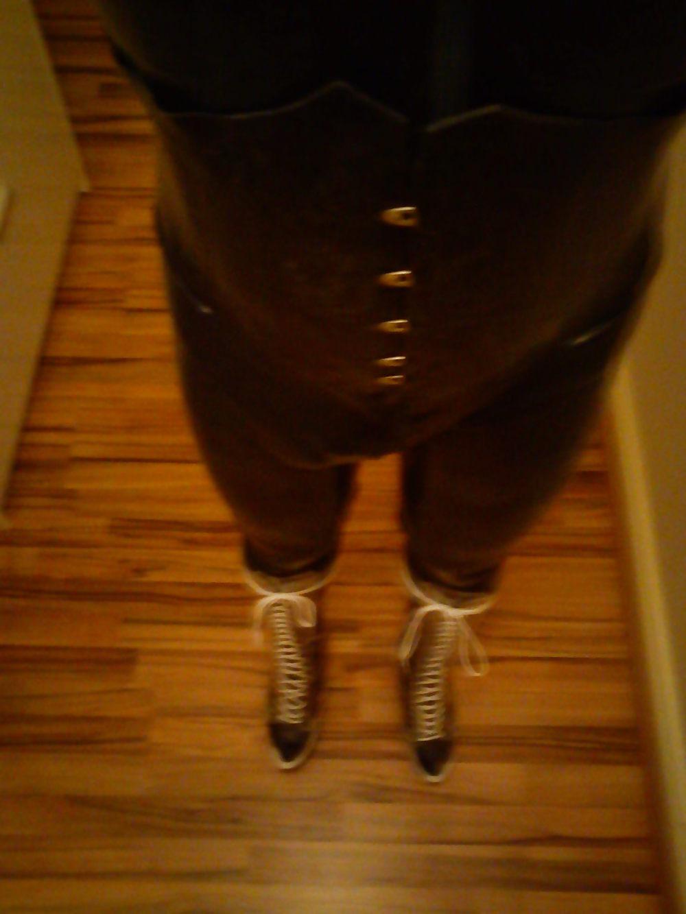 8P Latex catsuit, corset, boots and chastity