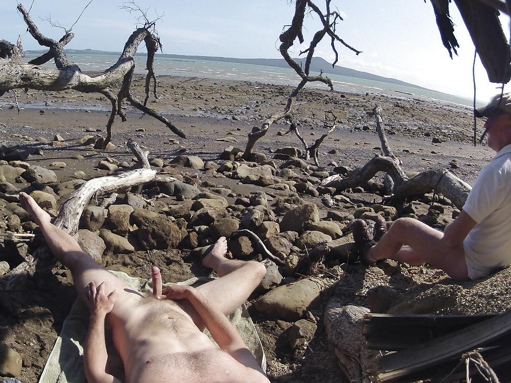 18P Wanking at the beach....caught by another guy