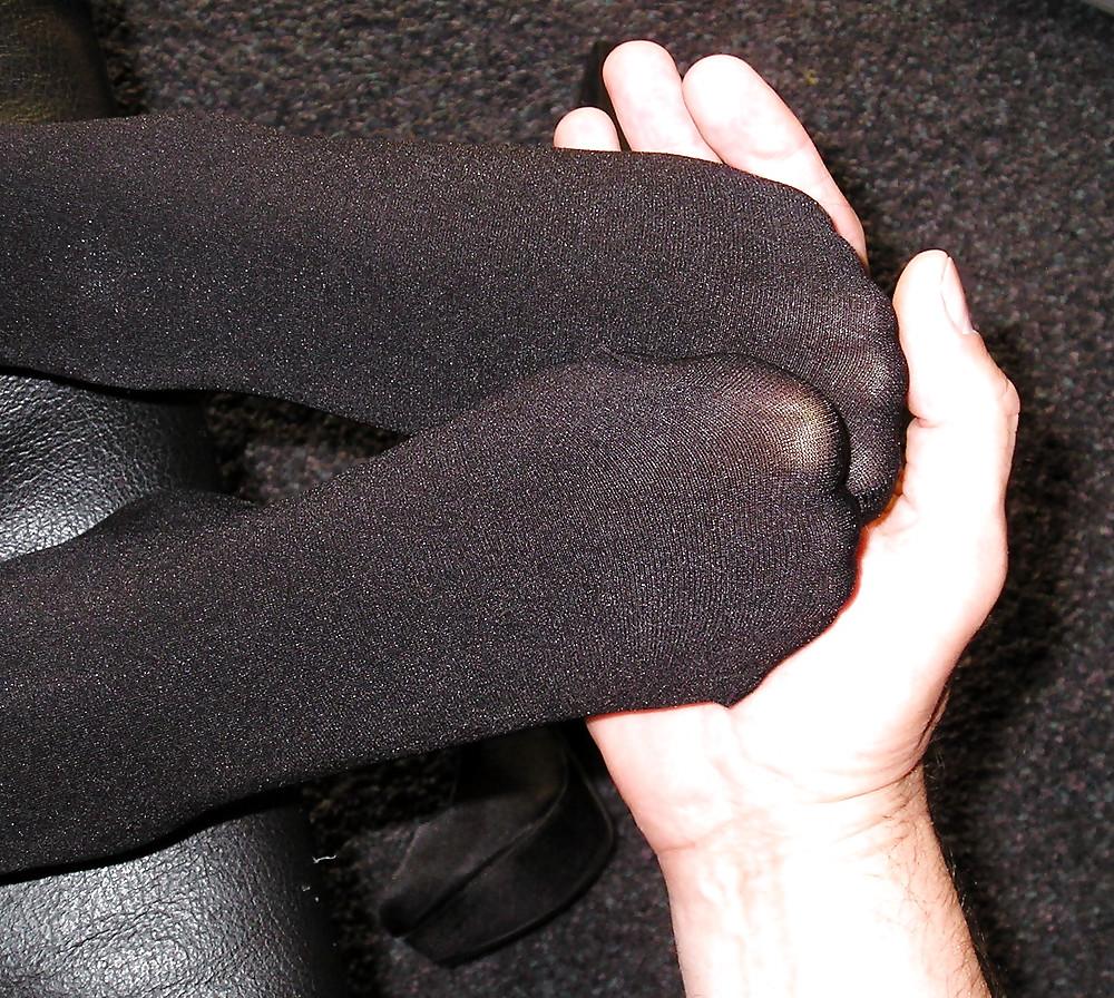 16P Opaque black knee high socks stockings