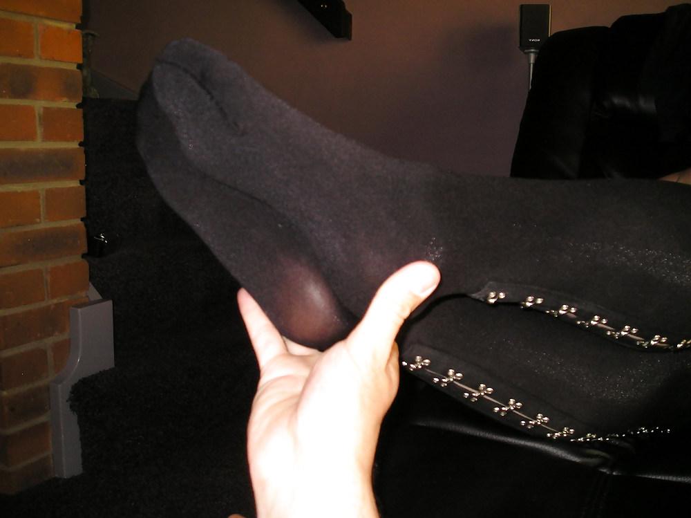 16P Opaque black knee high socks stockings