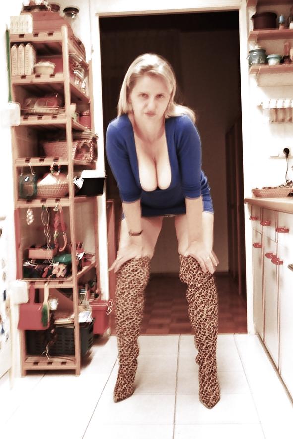 12P SAG - Wild Wife Short Tight Dress Deep Cleavage Leo Boots 02