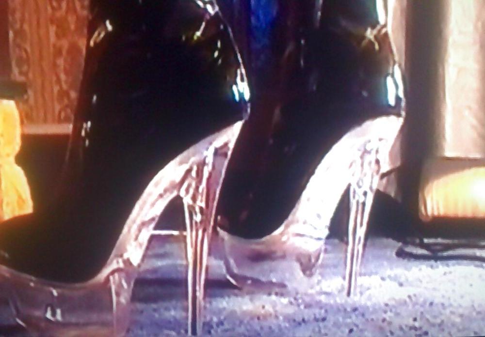 8P Clear plastic platform knee boots