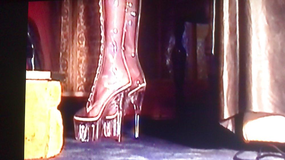 8P Clear plastic platform knee boots