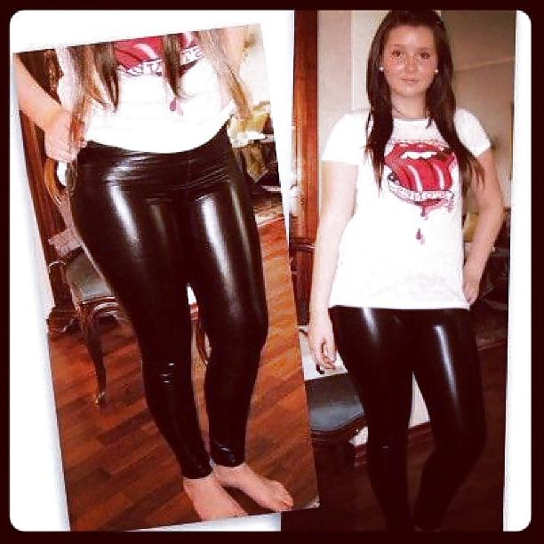 25P Leather pants leggings big boobs tits ass girls sexy hot 