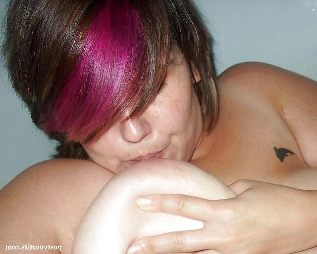 25P Women Sucking and Licking Their Own Big Tits
