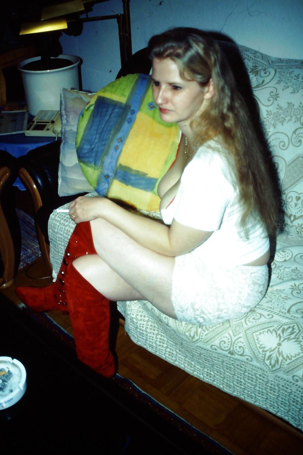 10P SAG - Sexy Wife's White Santa Claus With Red Bra & Boots 04