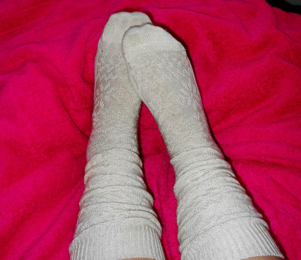 12P Calf-high creamy socks