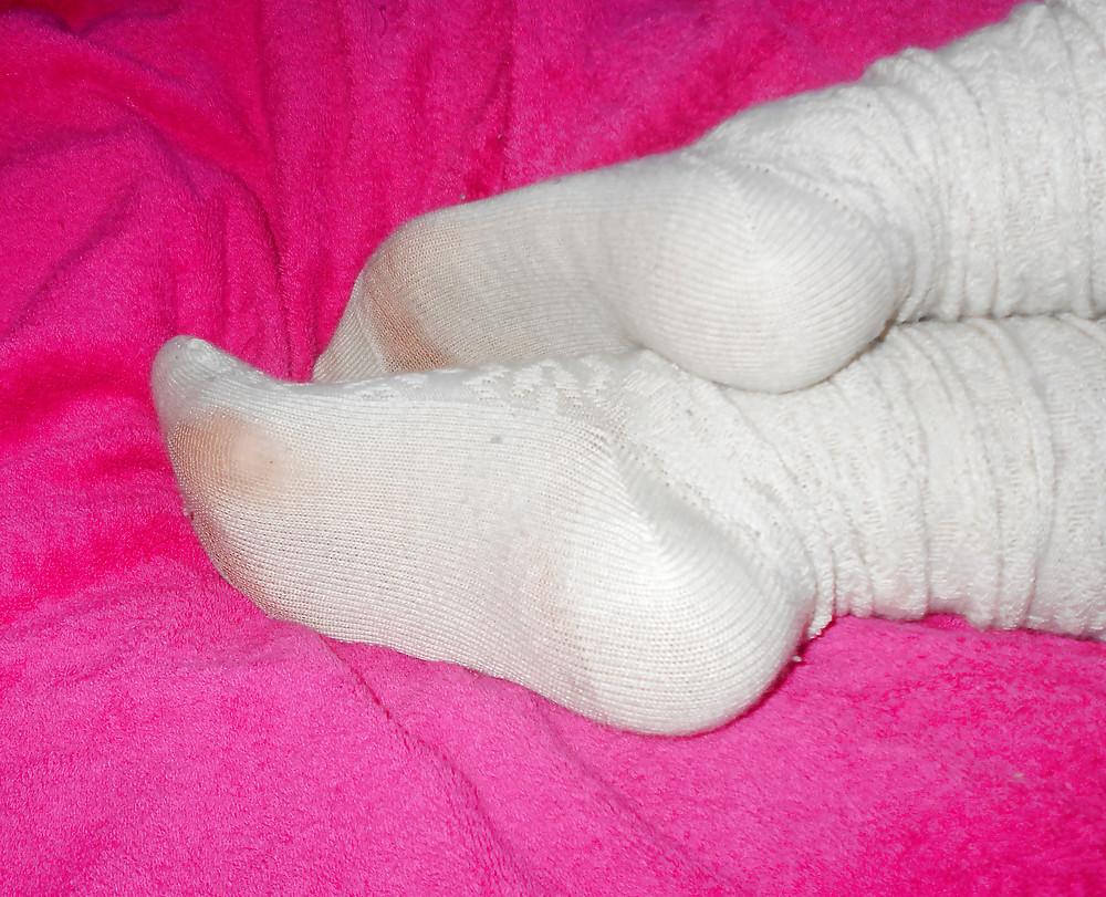 12P Calf-high creamy socks